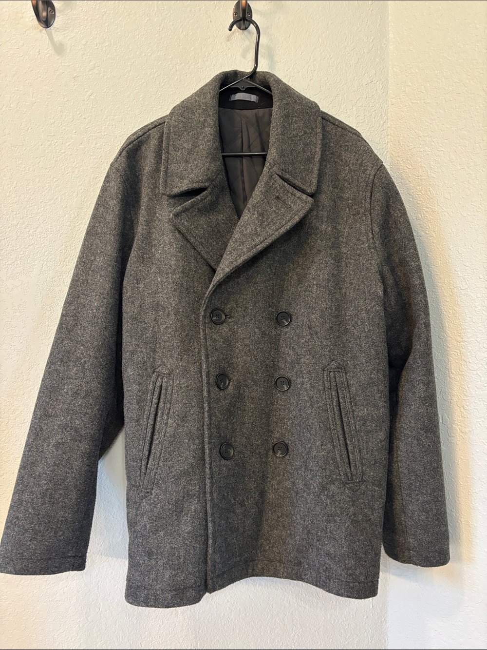 Old Navy Men's Double-Breasted Peacoat in Charcoal
